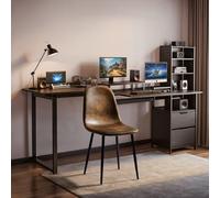 FurnitureR Set di 4 sedie da gioco - Simitato di velluto marrone, schienale ergonomico, struttura a croce in metallo, altezza regolabile - per PC e console