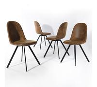 FurnitureR Set di 4 sedie da sala da pranzo girevoli in camoscio, sedie da cucina per il tempo libero girevoli a 360° per sala da pranzo cucina, colore: marrone