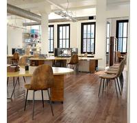 FurnitureR Set di sedie da ufficio ergonomiche (4 pezzi) - Simitato di velluto marrone, base a croce in metallo, regolabile in altezza, sedia da scrivania per home office