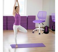 FurnitureR Sgabello da meditazione regolabile in altezza, girevole a 360 gradi, seduta in polipropilene, schienale 130 kg, ruote SGS per yoga
