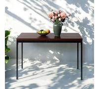 FurnitureR Tavoli da bistrot per giardino in marrone, stile puré ed elegante per 4-6 persone, vassoio in legno spesso con struttura in metallo, per caffè, balcone, patio 120 x 70 x 75 cm