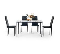 FurnitureR Tavoli da conferenza rettangolari in finto marmo bianco, per 4-6 persone, vassoio in legno spesso con struttura in metallo, per formazioni, riunioni, conferenze, 120 x 70 x 75 cm