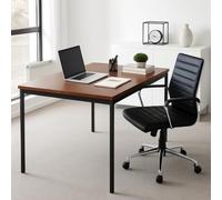 FurnitureR Tavoli da conferenza rettangolari in marrone, per 4-6 persone, vassoio in legno spesso con struttura in metallo, per formazioni, riunioni, conferenze, 120 x 70 x 75 cm