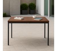 FurnitureR Tavoli da pranzo da giardino in marrone, stile puré ed elegante per 4-6 persone, piano in legno spesso con struttura in metallo, per terrazza, patio, giardino, 120 x 70 x 75 cm
