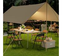 FurnitureR Tavoli da pranzo da giardino Square Oak, struttura in metallo robusto e MDF, piano imbottito in pelle sintetica, pieghevole e portatile, per campeggio, picnic, giardino e patio, 86 x 86 cm
