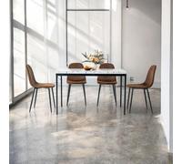 FurnitureR Tavoli da ristorante in finto marmo bianco, stile elegante per 4-6 persone, vassoio in legno spesso con struttura in metallo, per caffè, pasticceria, sale di reception, 120 x 70 x 75 cm