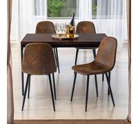 FurnitureR Tavoli da ristorante in marrone, stile elegante per 4-6 persone, vassoio in legno spesso con struttura in metallo, per caffè, pasticceria, sale di reception, 120 x 70 x 75 cm