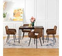 FurnitureR Tavoli da sala da pranzo in marrone, stile elegante ed elegante per 4-6 persone, piano in legno spesso con struttura in metallo, per cucina, sala da pranzo, 120 x 70 x 75 cm