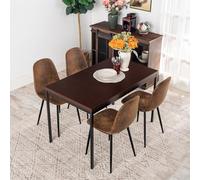 FurnitureR Tavoli da salotto in marrone, stile elegante e raffinato per 4-6 persone, piano in legno spesso con struttura in metallo, per cucina, sala da pranzo, soggiorno, 120 x 70 x 75 cm