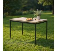 FurnitureR Tavoli da Servizio da Giardino in Grigio, per 4-6 Persone, Piano in Legno Spessore con Struttura in Metallo, per Terrazza, Patio, Sala da Pranzo, Garden, 120 x 70 x 75 cm