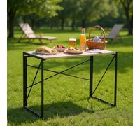 FurnitureR Tavoli da servizio da giardino, per interni/esterni, cornice in MDF e metallo, nessun montaggio richiesto, portatile campeggio per picnic barbecue barbecue, giardino, 100 x 50 x 75 cm, oak