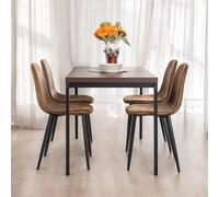 FurnitureR Tavoli da soggiorno in marrone, stile elegante e raffinato per 4-6 persone, piano in legno spesso con struttura in metallo, per sala da pranzo, sale da ricevimento, 120 x 70 x 75 cm
