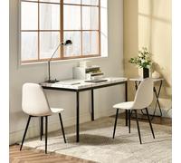 FurnitureR Tavoli per banchetti rettangolari in finto marmo bianco, per 4-6 persone, vassoio in legno spesso con struttura in metallo, per formazioni, riunioni, conferenze, pasti, 120 x 70 x 75 cm