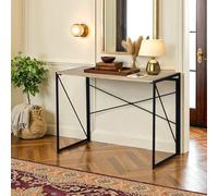 FurnitureR Tavoli supplementari, Tavolo pieghevole per ingresso, Tavolo portaoggetti per corridoio, cornice in MDF e metallo, nessun montaggio richiesto, 100 x 50 x 75 cm, Oak