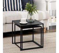 FurnitureR Tavolino da pranzo dal design moderno, telaio in acciaio fino a 10 kg, nero, 40 L x 40 x 40 H cm (tavolo grande), 35 L x 35 B x 35 H cm (tavolino piccolo), soggiorno
