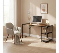 FurnitureR Tavolo da disegno 120 x 60 cm, piano bicolore retrò marrone e nero, 2 ripiani laterali regolabili in altezza, struttura in metallo, ideale per artisti, studenti o ufficio creativo