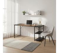 FurnitureR Tavolo da disegno, 140 x 60 cm, piano bicolore in stile retrò, marrone e nero, 2 ripiani laterali regolabili in altezza, struttura in metallo, ideale per artisti, studenti o ufficio