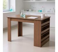 FurnitureR Tavolo da laboratorio compatto con mensola, robusto tavolo da lavoro per laboratorio e ricerca, 110 x 70 x 75 cm, effetto legno, soluzione funzionale