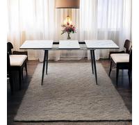 FurnitureR Tavolo da pranzo allungabile L-120-160 cm per 6-8 persone, design elegante, piano in marmo bianco MDF con gambe in metallo, versatile e minimalista, tavolo da cucina