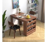 FurnitureR Tavolo da pranzo, tavolo da pranzo, tavolo da cucina per 2-4 persone, con 3 mensole aperte, per piccoli spazi, sala da pranzo, cucina, 110 x 70 x 75 cm, marrone