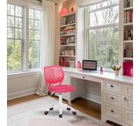 FurnitureR Teenage Office Chair, Height Adjustable Armless Task Seat, Colourful Study Seat for Home, Computer Chair, Ergonomic & Swivel Office, 40,5 x 44 x 87 cm, Deep Pink