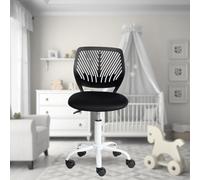 FurnitureR Versatile per bambini, Lavoro senza braccioli con altezza regolabile, sedia da studio girevole colorata per scuola e ufficio a casa, nero, metallo, nero, 44 x 40 x 87 cm