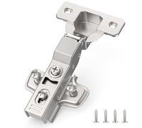 Furniware 10 Pezzi Cerniere a Scomparsa Coprenti Parziali 3D con Chiusura Morbida - Angolo 45°-105°, Autochiudenti, Nichel Satinato, Clip-On, Acciaio Inox per Ante Armadio/Cucina