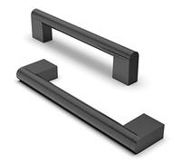 FURNIWARE 10 pezzi maniglia dell'armadio, distanza del foro di 128 mm Maniglie per mobili in acciaio inossidabile Maniglie dell'armadio da cucina Maniglia dell'armadio da cucina-Nero opaco