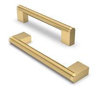 FURNIWARE 10 pezzi maniglia dell'armadio, distanza del foro di 128 mm Maniglie per mobili in acciaio inossidabile Maniglie dell'armadio da cucina Maniglia dell'armadio da cucina-Ottone spazzolato