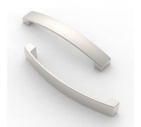 FURNIWARE 10 pezzi maniglia per armadio, Distanza tra i fori 128 mm, ad arco , per porta dell'armadio da cucina, cassetto del comò da camera da letto,Nichel spazzolato