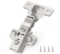 Furniware 2 Pezzi Cerniere a Scomparsa Coprenti Totali 3D con Chiusura Morbida - Angolo 45°-105°, Autochiudenti, Nichel Satinato, Clip-On, Acciaio Inox per Ante Armadio/Cucina