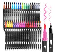 FURNIZONE 36 Brush Pen Doppia Pennarelli Acquerelli Punta 0,4 mm e 1-2mm con Penne Morbida in Nylon Flessibile per il Lettering, la Calligrafia, Schizzi, Bullet Journal