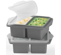 FURNSII Stampo per Congelatore in Silicone Senza BPA, 250ML Vassoio per Congelatore con Struttura in Metallo, 2 Pack Cibi Contenitore Congelare Meal Prep per Zuppa Brodo Salsa (GRIGIO 250ML)