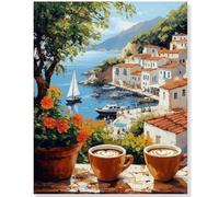 FURONGHUAK Dipingi con i Numeri per Adulti, Kit di Pittura acrilica Fai-da-Te per Adulti Principianti Facile su Tela,con Vernici e pennelli,40 x 50cm senza Cornice,Caffè per il tempo libero