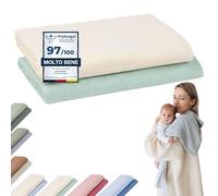 furora BABY Maxi Lange Bebe 120 x 120 cm XXL Grand, Chiffon (molto morbido) in cotone biologico: Oeko TEX 100, GOTS | Langes in cotone bambino, mussola fasciatura - lavabile 60°, bebe Change Carre