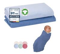 furora BABY Oeko-TEX, 120 x 120 cm, XXL (morbida mussola di cotone biologico), 100 panni di garza per bambini, assorbenti e lavabili a 60 gradi, pannolini di stoffa, grandi panni per sputare (Ocean)