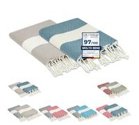 furora HOLIDAY Telo Mare (2 pezzi) Grande, cotone 100x200 cm | Telo Spiaggia antisabbia | Asciugamano Mare Fouta, frange e angoli, Pareo Donna Uomo Ragazzi | Pic Nic Beach Towel Coperta, lungo leggero