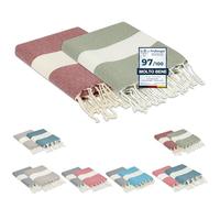 furora HOLIDAY Telo Mare (2 pezzi) Grande, cotone 100x200 cm | Telo Spiaggia antisabbia | Asciugamano Mare Fouta, frange e angoli, Pareo Donna Uomo Ragazzi | Pic Nic Beach Towel Coperta, lungo leggero