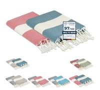 furora HOLIDAY Telo Mare (2 pezzi) Grande, cotone 100x200 cm | Telo Spiaggia antisabbia | Asciugamano Mare Fouta, frange e angoli, Pareo Donna Uomo Ragazzi | Pic Nic Beach Towel Coperta, lungo leggero
