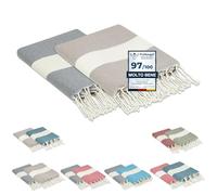 furora HOLIDAY Telo Mare (2 pezzi) Grande, cotone 100x200 cm | Telo Spiaggia antisabbia | Asciugamano Mare Fouta, frange e angoli, Pareo Donna Uomo Ragazzi | Pic Nic Beach Towel Coperta, lungo leggero