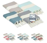 furora HOLIDAY Telo Mare (4 pezzi) Grande, cotone 100x200 cm | Telo Spiaggia antisabbia | Asciugamano Mare Fouta, frange e angoli, Pareo Donna Uomo Ragazzi | Pic Nic Beach Towel Coperta, lungo leggero