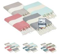 furora HOLIDAY Telo Mare (4 pezzi) Grande, cotone 100x200 cm | Telo Spiaggia antisabbia | Asciugamano Mare Fouta, frange e angoli, Pareo Donna Uomo Ragazzi | Pic Nic Beach Towel Coperta, lungo leggero