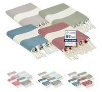 furora HOLIDAY Telo Mare (4 pezzi) Grande, cotone 100x200 cm | Telo Spiaggia antisabbia | Asciugamano Mare Fouta, frange e angoli, Pareo Donna Uomo Ragazzi | Pic Nic Beach Towel Coperta, lungo leggero