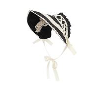 FURPHI Cappello da pioniere coloniale vittoriano con pizzo Tea Party Costume Sun Cap per donne (nero)