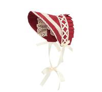 FURPHI Cappello da pioniere coloniale vittoriano con pizzo Tea Party Costume Sun Cap per donne (rosso)