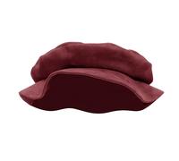 FURPHI Cappello medievale Tudor piatto in finta pelle scamosciata, accessorio per costume rinascimentale, unisex, rosso