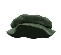 FURPHI Cappello medievale Tudor piatto in finta pelle scamosciata, accessorio per costume rinascimentale, unisex, colore verde