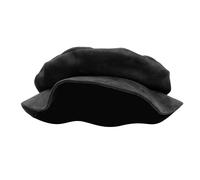 FURPHI Cappello medievale Tudor piatto in finta pelle scamosciata, accessorio per costume rinascimentale, unisex, colore nero