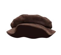 FURPHI Cappello medievale Tudor piatto in finta pelle scamosciata, accessorio per costume rinascimentale, unisex, colore marrone