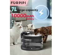 FURPIPI 7L Fontana per cani e gatti Batteria da 10000 mAh Abbeveratoio wireless con sensore di movimento Doppia alimentazione Distributore di acqua per cani e gatti
